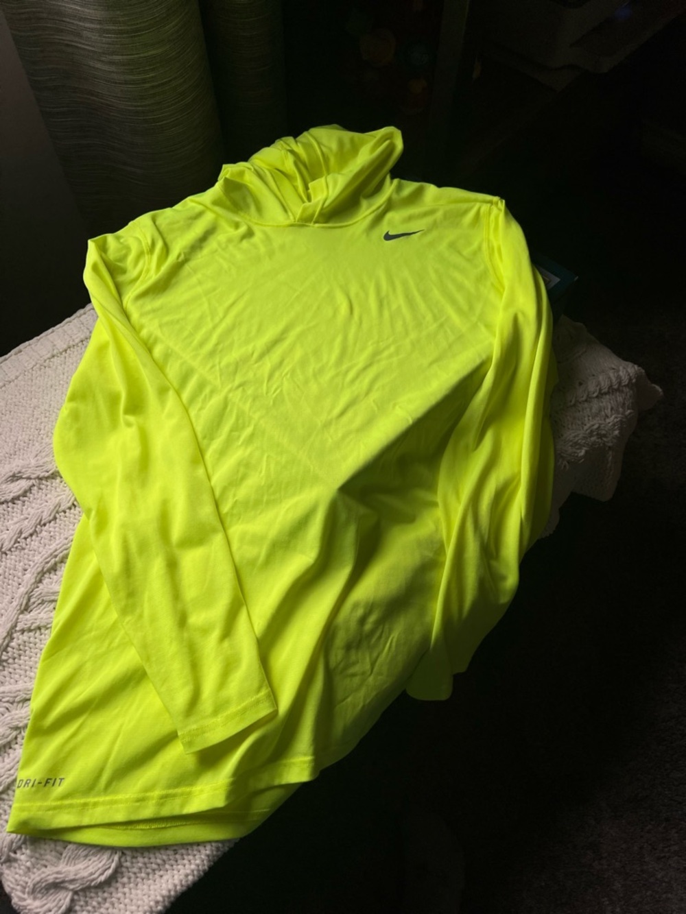 Nike Dri-FIT Neon Yellow Long Sleeve Hoodie men’s size L